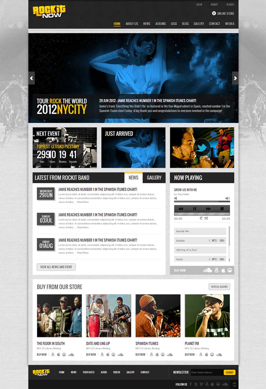 黑色的音乐演唱会票务网站模板html下载_企业网站模板