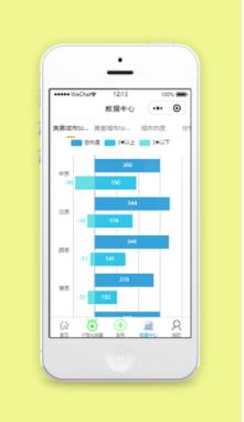 蓝色条形图美景城市数据统计中心程序源码