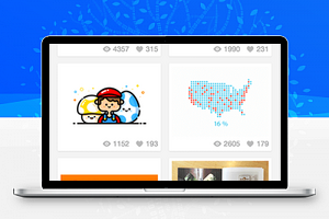 网格排版艺术作品展示英文仿Dribbble小程序