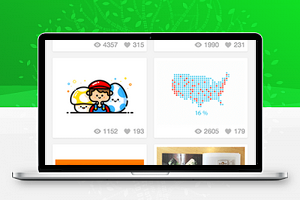 网格排版艺术作品展示英文仿Dribbble小程序