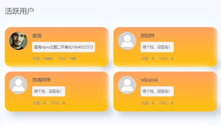 Ripro美化-添加用户活跃模块